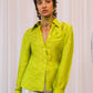 Rider Silk Button Up Blouse in Lime Light