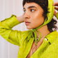 Rider Silk Button Up Blouse in Lime Light