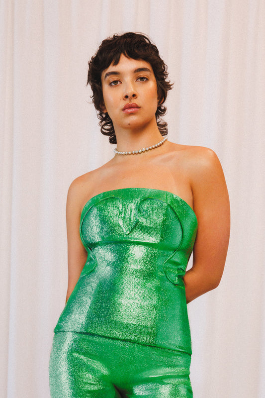 Rodeo Strapless Top in Emerald